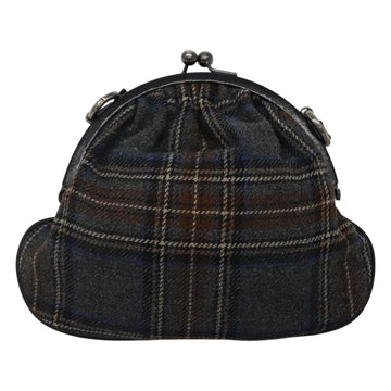 BURBERRY Nova Check Shoulder Bag Wool Navy Auth JB068 - 0