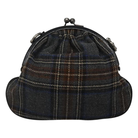 BURBERRY Nova Check Shoulder Bag Wool Navy Auth JB068