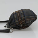 BURBERRY Nova Check Shoulder Bag Wool Navy Auth JB068-4