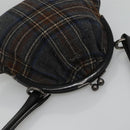 BURBERRY Nova Check Shoulder Bag Wool Navy Auth JB068-6