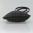 BURBERRY Nova Check Shoulder Bag Wool Navy Auth JB068-5