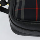 BURBERRY Nova Check Hand Bag Canvas Navy Auth JB069-12
