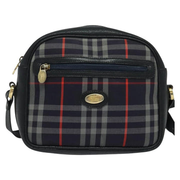 BURBERRY Nova Check Hand Bag Canvas Navy Auth JB069 - 0