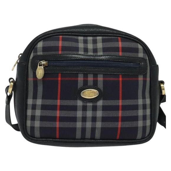 BURBERRY Nova Check Hand Bag Canvas Navy Auth JB069