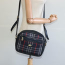 BURBERRY Nova Check Hand Bag Canvas Navy Auth JB069-44