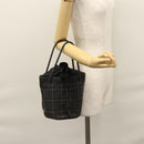 BURBERRY Nova Check Hand Bag Canvas Navy Auth JB069-45
