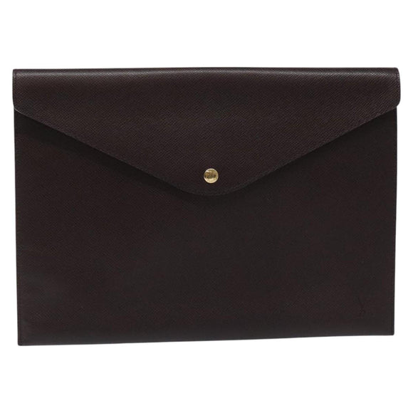 LOUIS VUITTON Taiga Document Case Clutch Bag Acajou M99087 LV Auth JB083