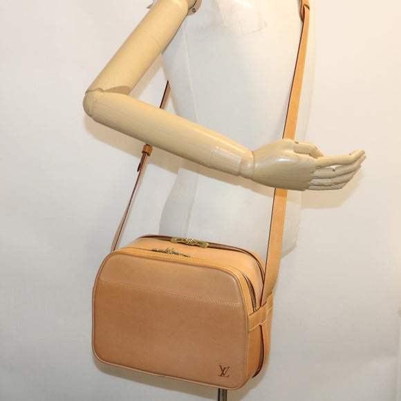 LOUIS VUITTON Nomad Leather Reporter PM Shoulder Bag SPO Beige LV Auth ai626AV