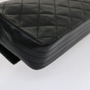 CHANEL Matelasse Shoulder Bag Lamb Skin Black Gold CC Auth jk1831-16