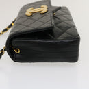 CHANEL Matelasse Shoulder Bag Lamb Skin Black Gold CC Auth jk1831-3