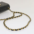 CHANEL Matelasse Shoulder Bag Lamb Skin Black Gold CC Auth jk1831-7