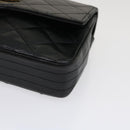 CHANEL Matelasse Shoulder Bag Lamb Skin Black Gold CC Auth jk1831-8