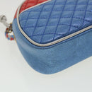 GUCCI Horsebit Pochette Shoulder Bag Lamb Skin Red Blue 534951 Auth 34948-15