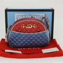 GUCCI Horsebit Pochette Shoulder Bag Lamb Skin Red Blue 534951 Auth 34948-12