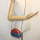 GUCCI Horsebit Pochette Shoulder Bag Lamb Skin Red Blue 534951 Auth 34948-23