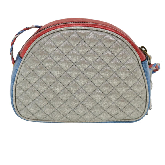 GUCCI Horsebit Pochette Shoulder Bag Lamb Skin Red Blue 534951 Auth 34948