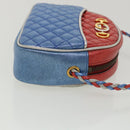 GUCCI Horsebit Pochette Shoulder Bag Lamb Skin Red Blue 534951 Auth 34948-3