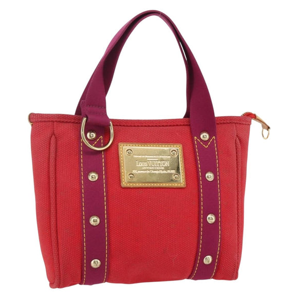 LOUIS VUITTON Antigua Kava PM Tote Bag Canvas Rouge M40037 LV Auth ka001