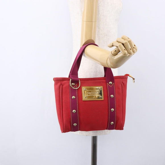 LOUIS VUITTON Antigua Kava PM Tote Bag Canvas Rouge M40037 LV Auth ka001