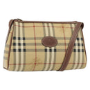 Burberrys Nova Check Shoulder Bag PVC Beige Gold Auth ka004-1