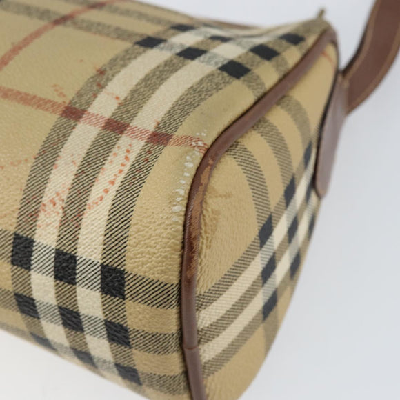 Burberrys Nova Check Shoulder Bag PVC Beige Gold Auth ka004