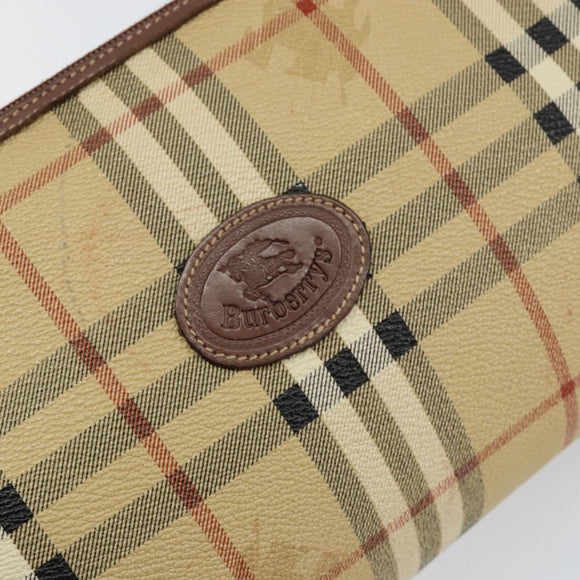 Burberrys Nova Check Shoulder Bag PVC Beige Gold Auth ka004