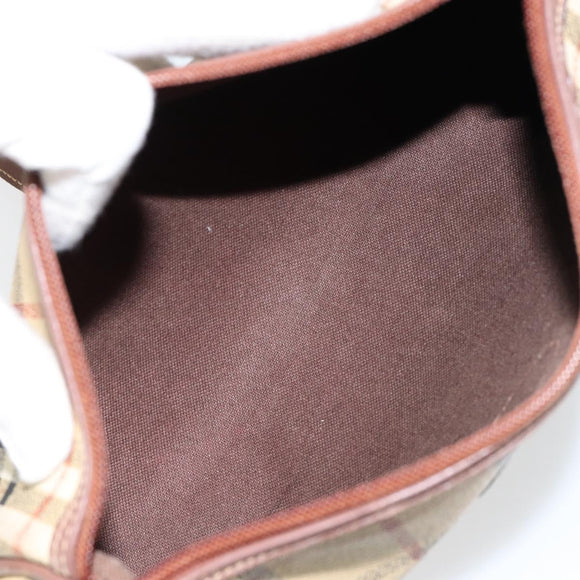 Burberrys Nova Check Shoulder Bag PVC Beige Gold Auth ka004