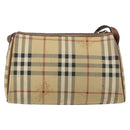 Burberrys Nova Check Shoulder Bag PVC Beige Gold Auth ka004-3