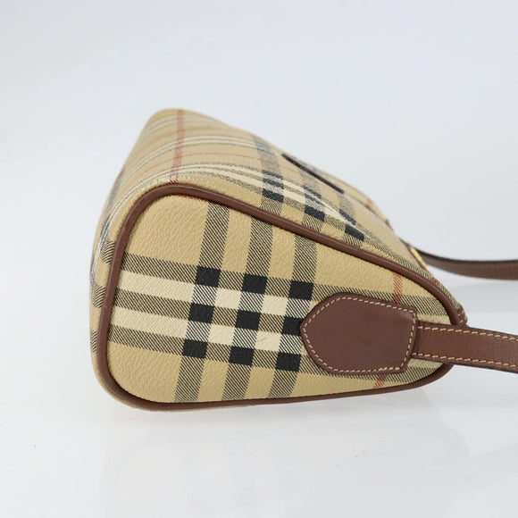 Burberrys Nova Check Shoulder Bag PVC Beige Gold Auth ka004