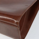 CARTIER Shoulder Bag Patent leather Brown Silver Auth ka005-10