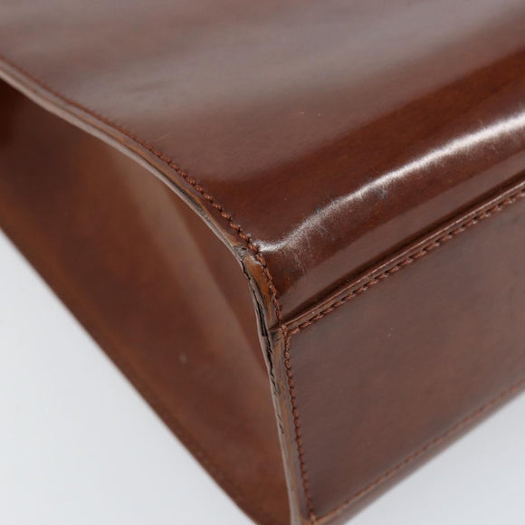 CARTIER Shoulder Bag Patent leather Brown Silver Auth ka005