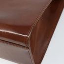 CARTIER Shoulder Bag Patent leather Brown Silver Auth ka005-12