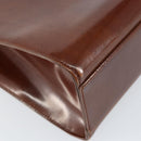 CARTIER Shoulder Bag Patent leather Brown Silver Auth ka005-13