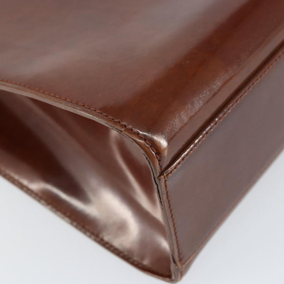 CARTIER Shoulder Bag Patent leather Brown Silver Auth ka005