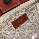 CARTIER Shoulder Bag Patent leather Brown Silver Auth ka005-15