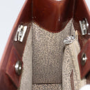 CARTIER Shoulder Bag Patent leather Brown Silver Auth ka005-18