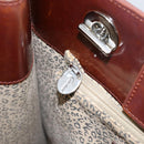 CARTIER Shoulder Bag Patent leather Brown Silver Auth ka005-19