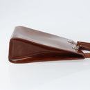 CARTIER Shoulder Bag Patent leather Brown Silver Auth ka005-4