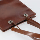 CARTIER Shoulder Bag Patent leather Brown Silver Auth ka005-6