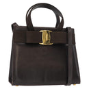 Salvatore Ferragamo Hand Bag Leather Brown Gold Auth ka006-1