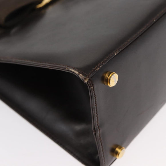 Salvatore Ferragamo Hand Bag Leather Brown Gold Auth ka006