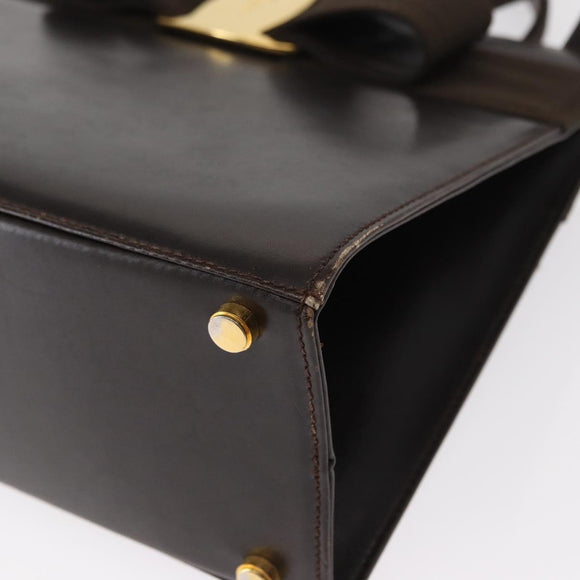 Salvatore Ferragamo Hand Bag Leather Brown Gold Auth ka006
