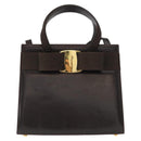 Salvatore Ferragamo Hand Bag Leather Brown Gold Auth ka006-13
