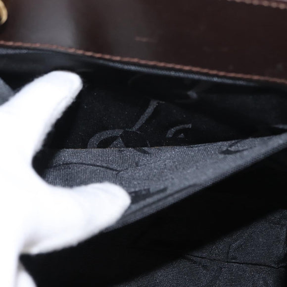 Salvatore Ferragamo Hand Bag Leather Brown Gold Auth ka006