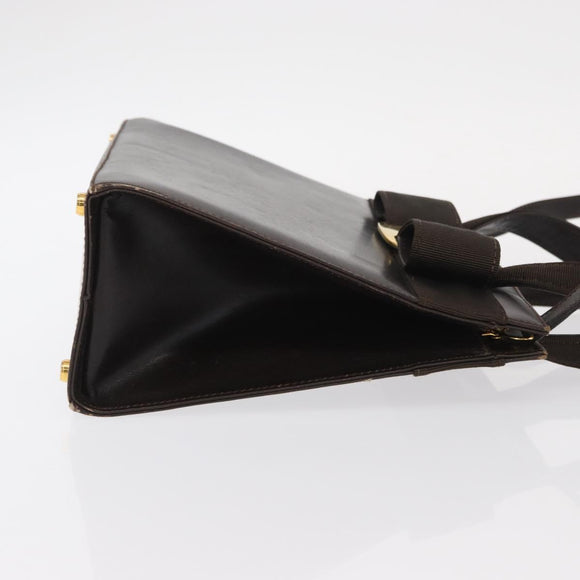 Salvatore Ferragamo Hand Bag Leather Brown Gold Auth ka006
