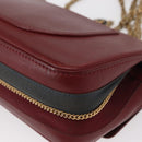 CHANEL Chain Shoulder Bag Leather Red Gold CC Auth ka007-8