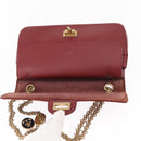 CHANEL Chain Shoulder Bag Leather Red Gold CC Auth ka007-19