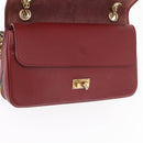 CHANEL Chain Shoulder Bag Leather Red Gold CC Auth ka007-21