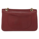 CHANEL Chain Shoulder Bag Leather Red Gold CC Auth ka007-2