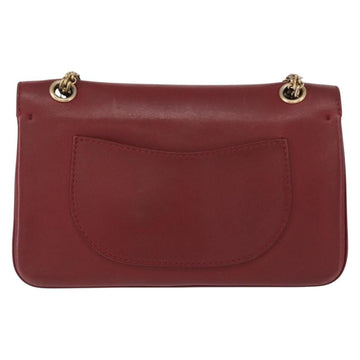 CHANEL Chain Shoulder Bag Leather Red Gold CC Auth ka007 - 0